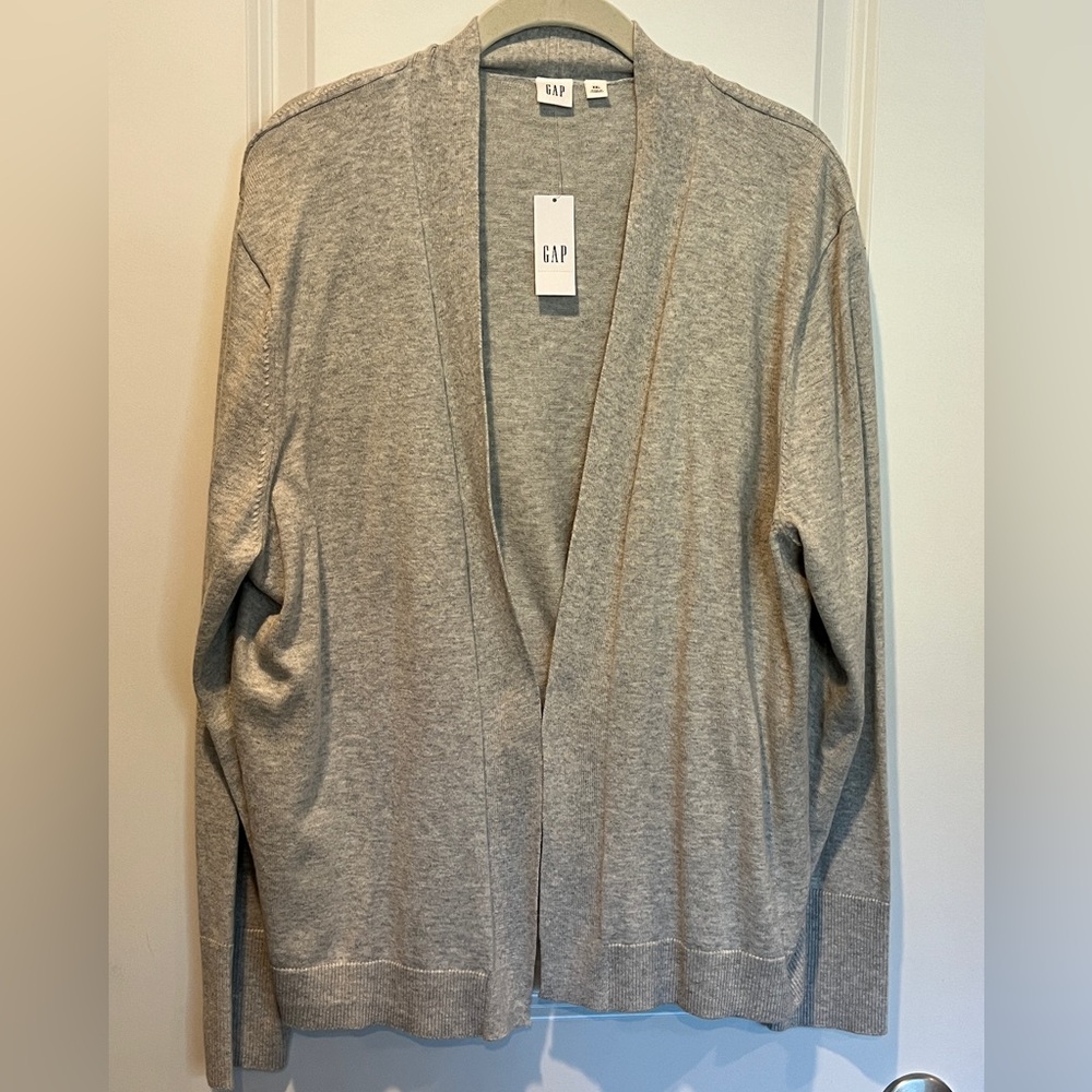 Gap Gray Cotton Open-Front Cardigan